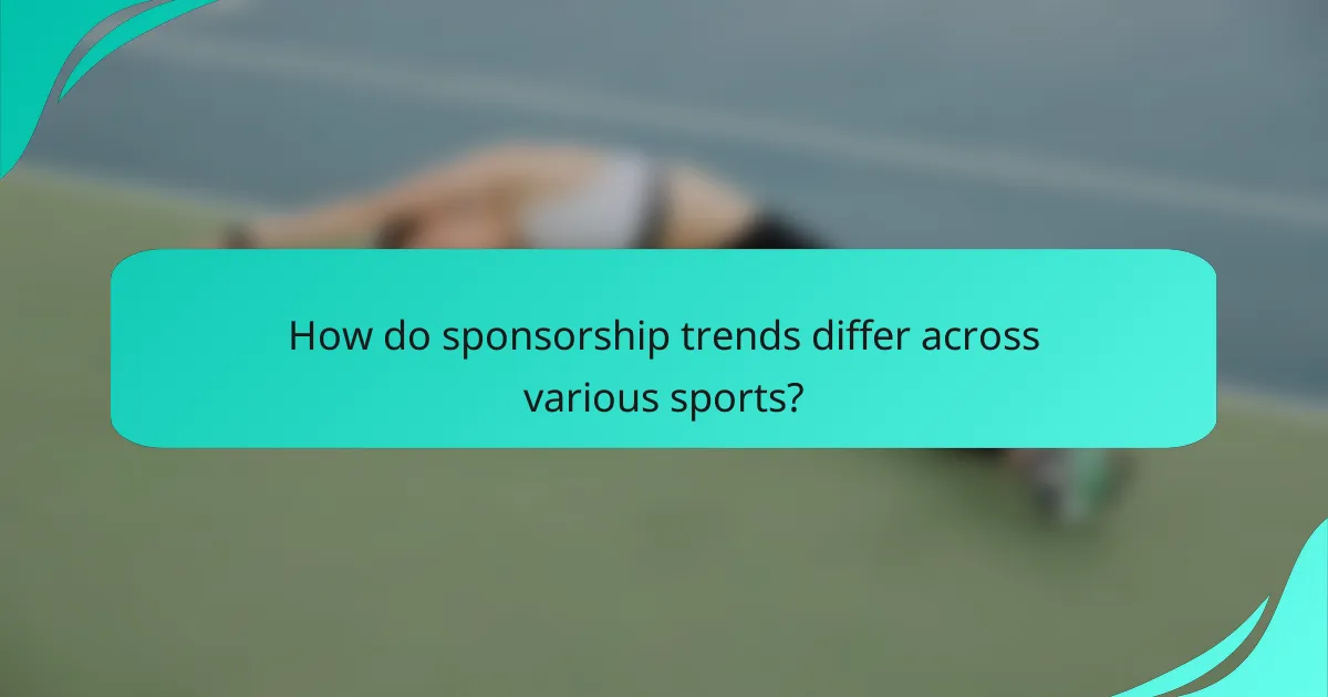 How do sponsorship trends differ across various sports?