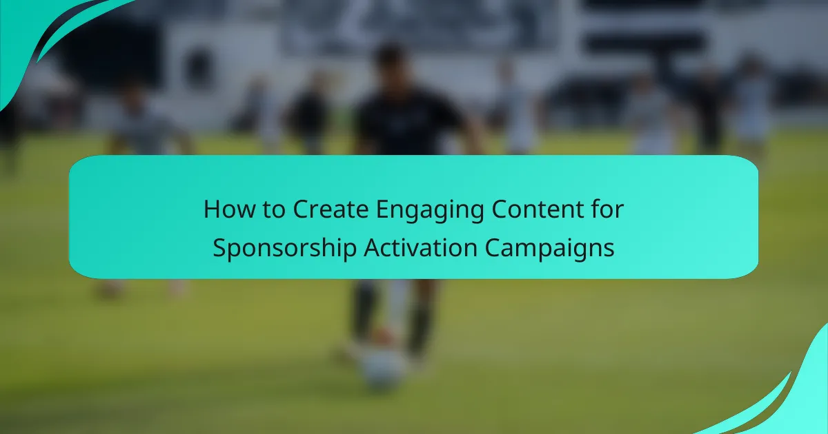 How to Create Engaging Content for Sponsorship Activation Campaigns