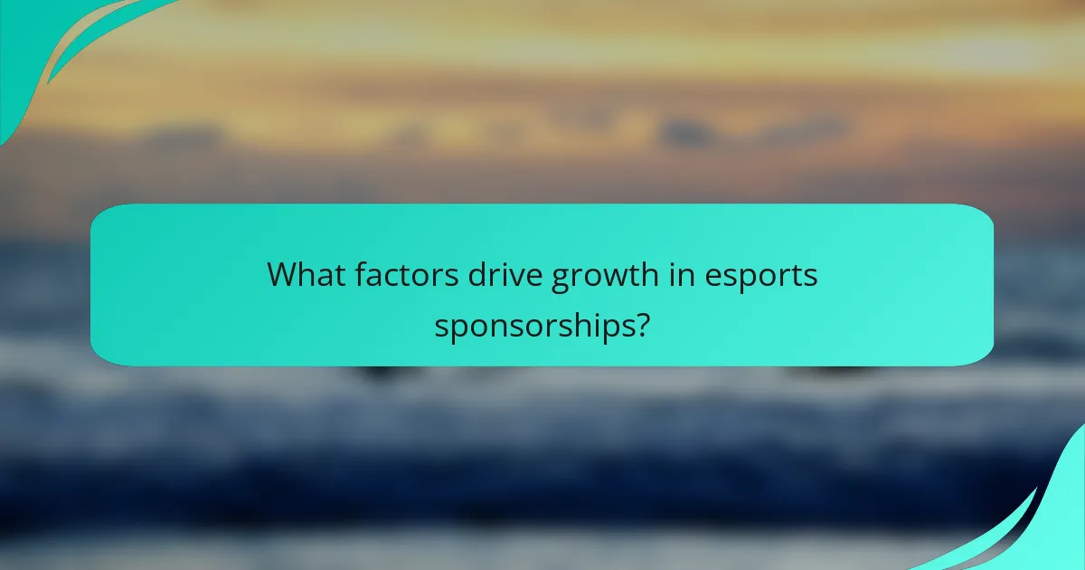 What factors drive growth in esports sponsorships?
